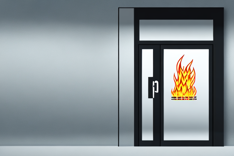 A glass fire protection door installed in a modern building
