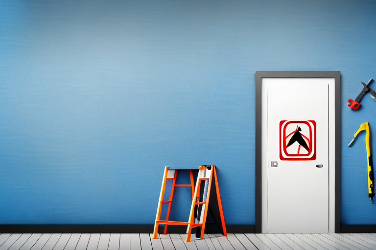 A fire safety door being installed into a wall
