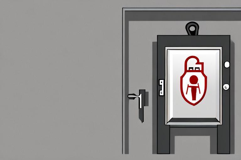 A fire safety door with its key components highlighted