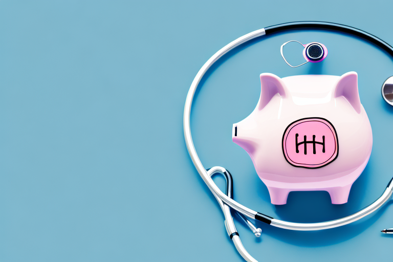 A piggy bank with a stethoscope around it