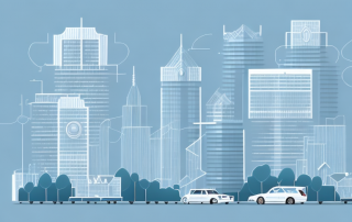 Several residential buildings with visible protective shields around them