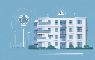 A property apartment building with a safety shield symbol hovering over it