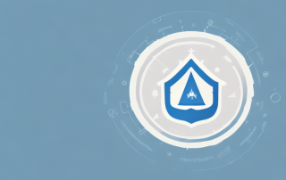 A cozy family home with a safety shield symbol hovering over it