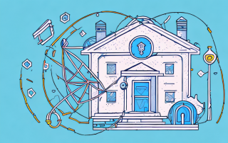 A house surrounded by various symbols of protection like a shield