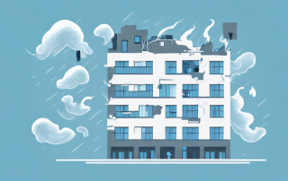 A residential building with a protective shield symbolizing insurance coverage