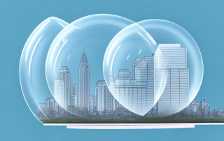 A residential building with a protective bubble around it