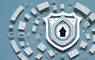 A house surrounded by different symbols of insurance such as a shield