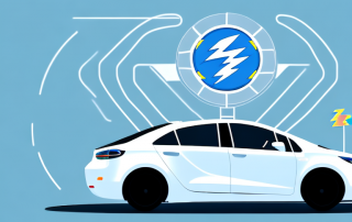 An electric car parked inside a building