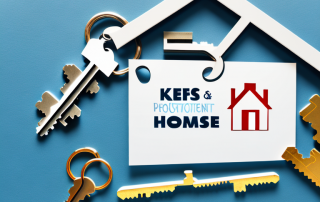 Two sets of keys in front of a house