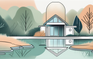 A house nestled in a lush landscape with a visible water table underneath