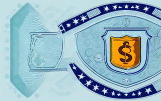 A secure safe with symbols of currency and a shield