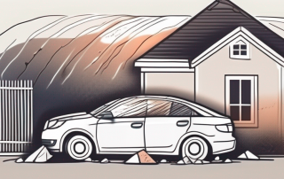 A damaged car and a house
