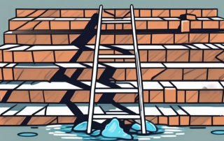 A construction site with various potential hazards like falling bricks