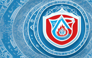 A residential building protected by a symbolic shield