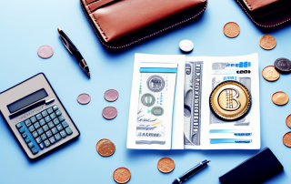 A wallet with coins and bills next to an insurance policy document