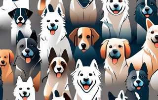 A variety of dogs of different breeds
