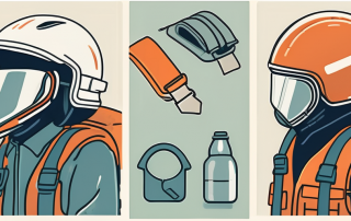 Various safety equipment like a helmet