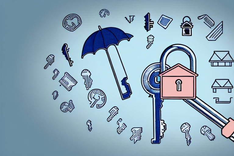 A landlord's keys symbolically shielded under a large
