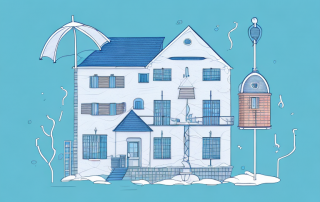 A single-family house being shielded by a symbolic umbrella