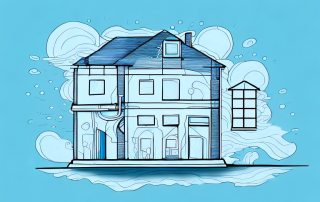 A house being protected by a transparent shield against various elemental forces like fire