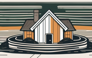 A house and a plot of land with a protective shield symbol hovering above them