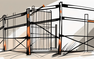 A construction site with a safety barrier around it