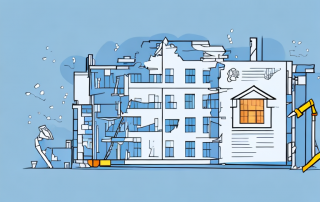 A residential building under renovation with visible insurance policy papers nearby
