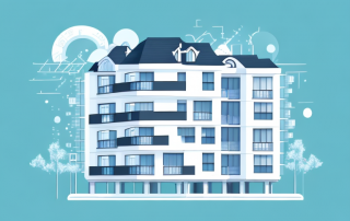 A condominium building with a visible protective shield around it