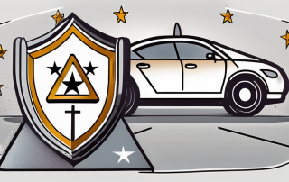 A german traffic sign surrounded by a protective shield