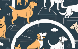 Various types of dogs engaged in different activities like playing