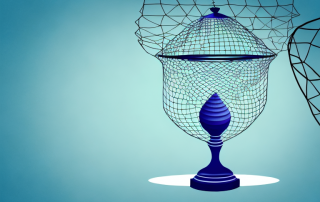 A broken vase under a safety net