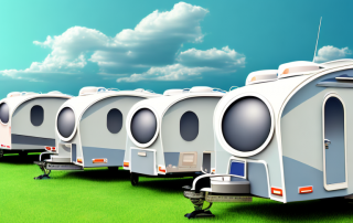 Several different types of caravans side by side