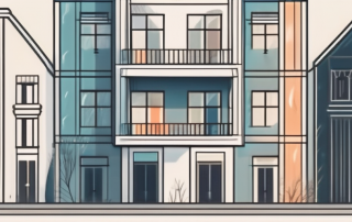 A residential building protected by a symbolic shield