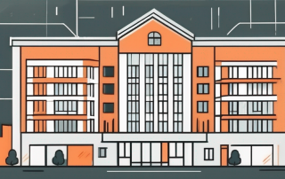 An apartment building with a safety shield symbol overlaying it