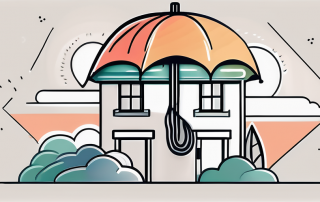 A house being shielded by an umbrella