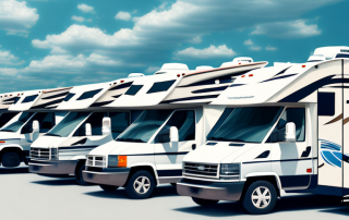 Several different types of motorhomes parked side by side