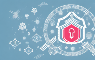 A single-family house surrounded by protective symbols such as a shield