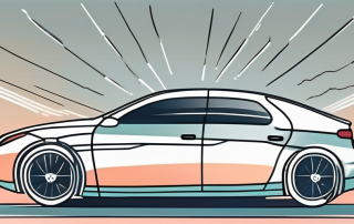 A car with a protective shield symbolizing legal protection in the automotive field