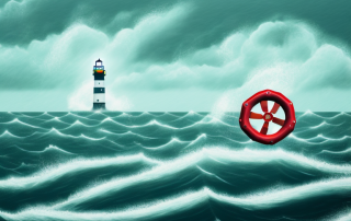 A life buoy floating on water