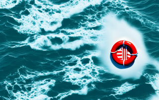 A life buoy floating on a turbulent sea