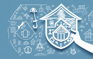 A house with various insurance protection symbols like a shield