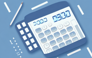 A residential building with a digital calculator overlaid on it