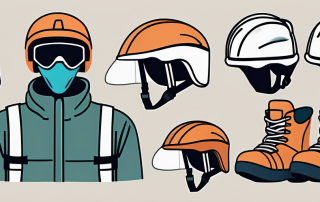 Various safety equipment like a helmet