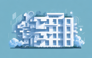 A residential building with visible protective shield around it