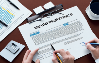 A variety of insurance policy documents placed on a table