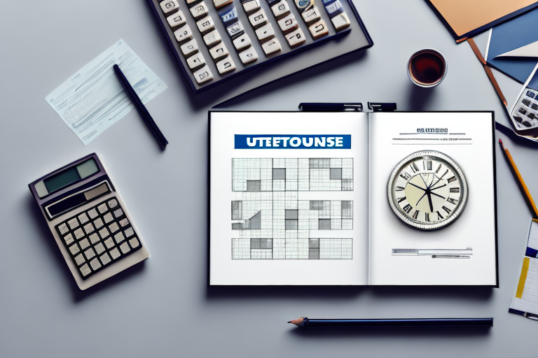 A landlord's office with an open ledger showing calculations