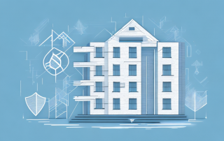 A residential building with a protective shield symbol around it