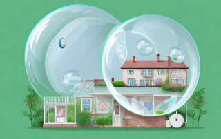 A garden house surrounded by various household items