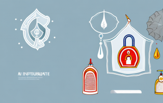 A cozy apartment interior showing various symbols of insurance like an umbrella