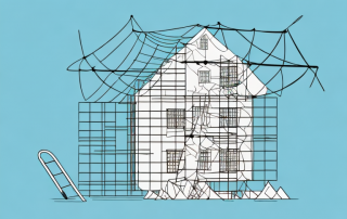 A house being constructed with a safety net around it